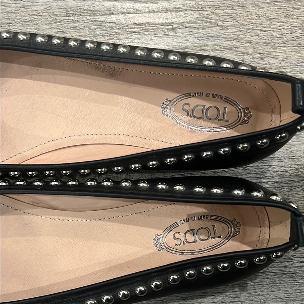 New without tags Tods ballerina flats size size 5 Studded Black Ballet Flats - Picture 3 of 4